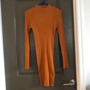 Forever 21 pumpkin orange body con knit dress med